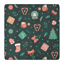 Festliche Tischdecke, quadratisch, 36 x 36 Zoll, Weihnachtsmotiv mit elastischem Rand, so konzipiert, dass sie beim Auflegen faltenfrei liegt.