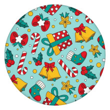 Nappe de table ronde de 112 cm (44 pouces) avec bordure élastique, thème des fêtes pour les dîners de Noël