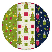 Elastic Edge Tablecloth with Classic Christmas Patterns, 52-Inch Round Cover for a Festive Table Setting and Holiday Decor