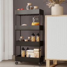 Estantería organizadora de 4 niveles con ruedas, delgada, para baño y cocina (40,5 x 22,5 x 87 cm)