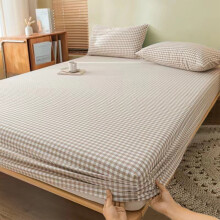 Drap-housse double à motif treillis, housse intégrale, antidérapant, lavable, mélange lin et coton, 200 x 150 cm