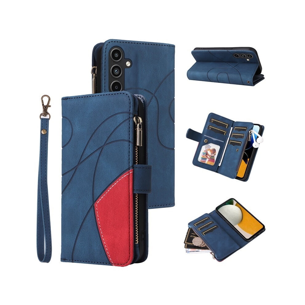Samsung Galaxy A15 Wallet Case With 9-Card Holder, Zipper Pocket & Wrist Strap Â Compatible With Galaxy A15 5G, Blue 9489952988085