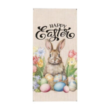 Paasdeurgordijn met konijntje en ei – Decoratie voor binnen/buiten, feestdecoratie voor thuis, geschikt voor paasvieringen