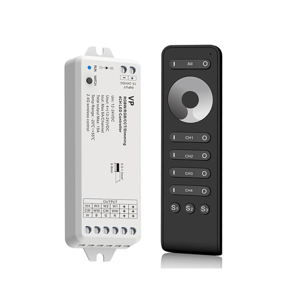 Advanced 4Ch Standalone Dimmer Kit For Rgbw/Rgb/Cct Led Strips With 2.4G Remote Control 4713108645207