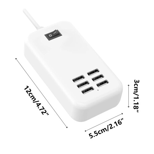 Caricabatterie da parete USB a 6 porte per smartphone e tablet, 2