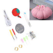 Cute Tomato Sewing Pin Cushion Kit with Glass Ball Head Pins & Needles