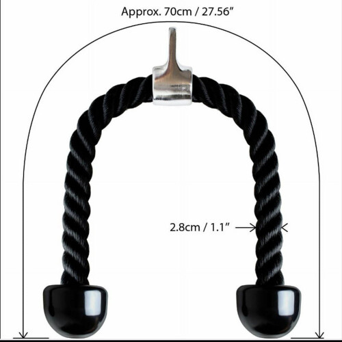 Deluxe tricepsreb, let greb, skridsikkert triceps pulldown-tilbehør, fitnesskabelreb til pulldowns, presdowns, krøller, kickbacks 1
