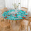 Toalha de mesa redonda de 52 polegadas com estampa de renas e trenó, com bainha elástica, perfeita para a decoração da sua mesa de Natal. 3