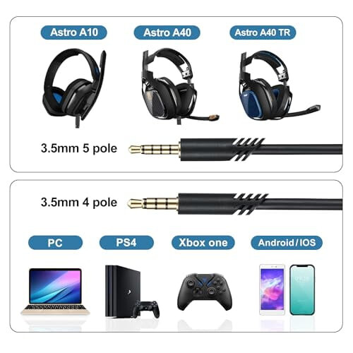 A40 Replacement Cable with Volume Control, 6.5ft/2m, Compatible with Astro A10/A30/A40/A40TR/A50 1