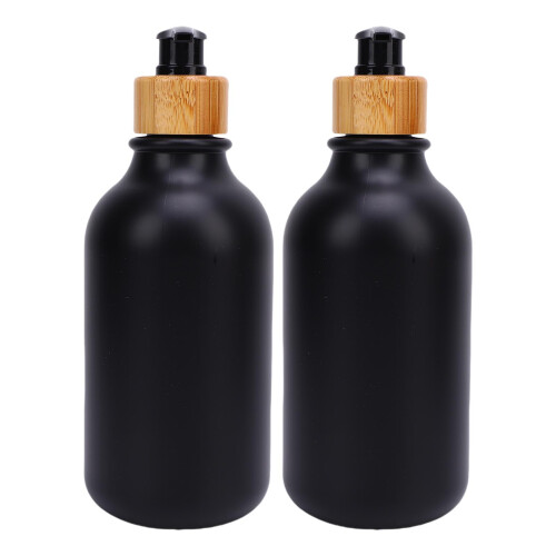 2 Stück 500 ml Seifenspender PET/PP/Holz mit Pumpe 1