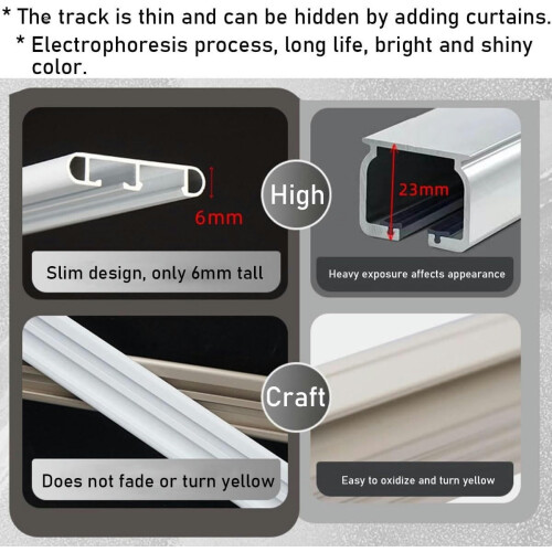 Rail de plafond en aluminium pour rideaux, blanc, 130 cm 1