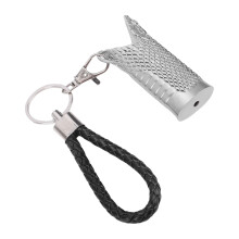 Messinglegierung Feuerzeughülle mit Karabiner, Vintage-Gravur, Grau, 8 cm