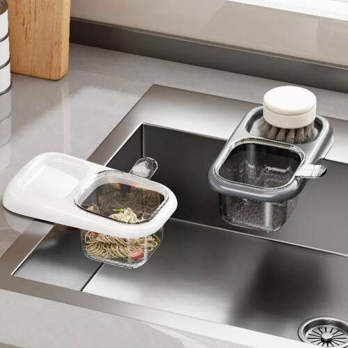 Kitchen Faucet Hanging Drain Basket Strainer White Suction 1