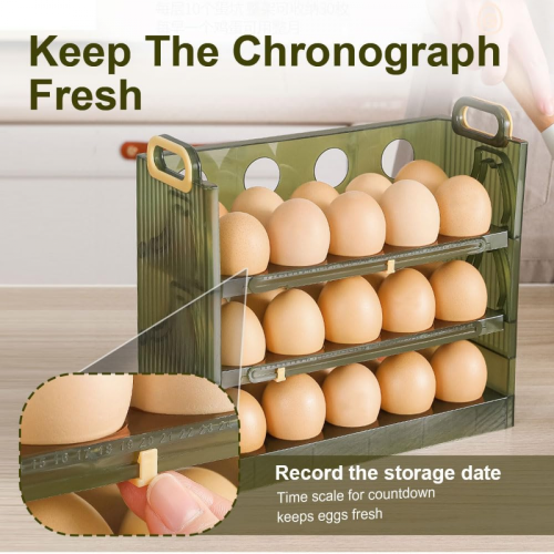 Refrigerator Egg Organizer, Multi Grid Egg Tray, Foldable Counter Egg Storage 1