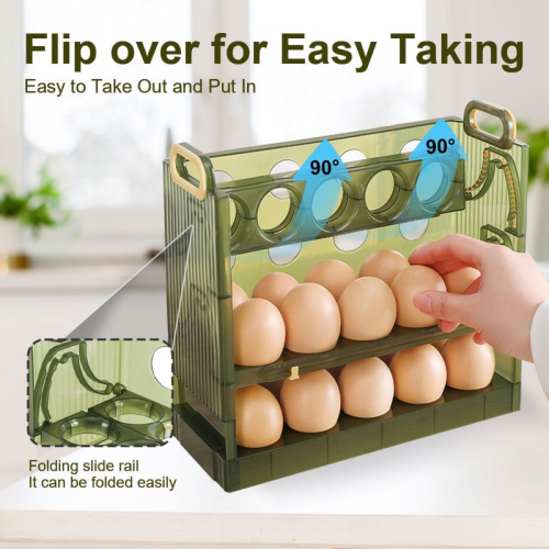 Refrigerator Egg Organizer, Multi Grid Egg Tray, Foldable Counter Egg Storage 2