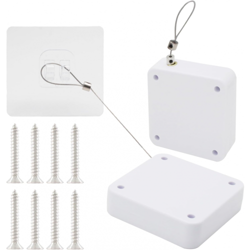 2Pcs Automatic Punch Free Sensor Door Closer with Steel Drawstring Sliding Screen Auto Doo 1