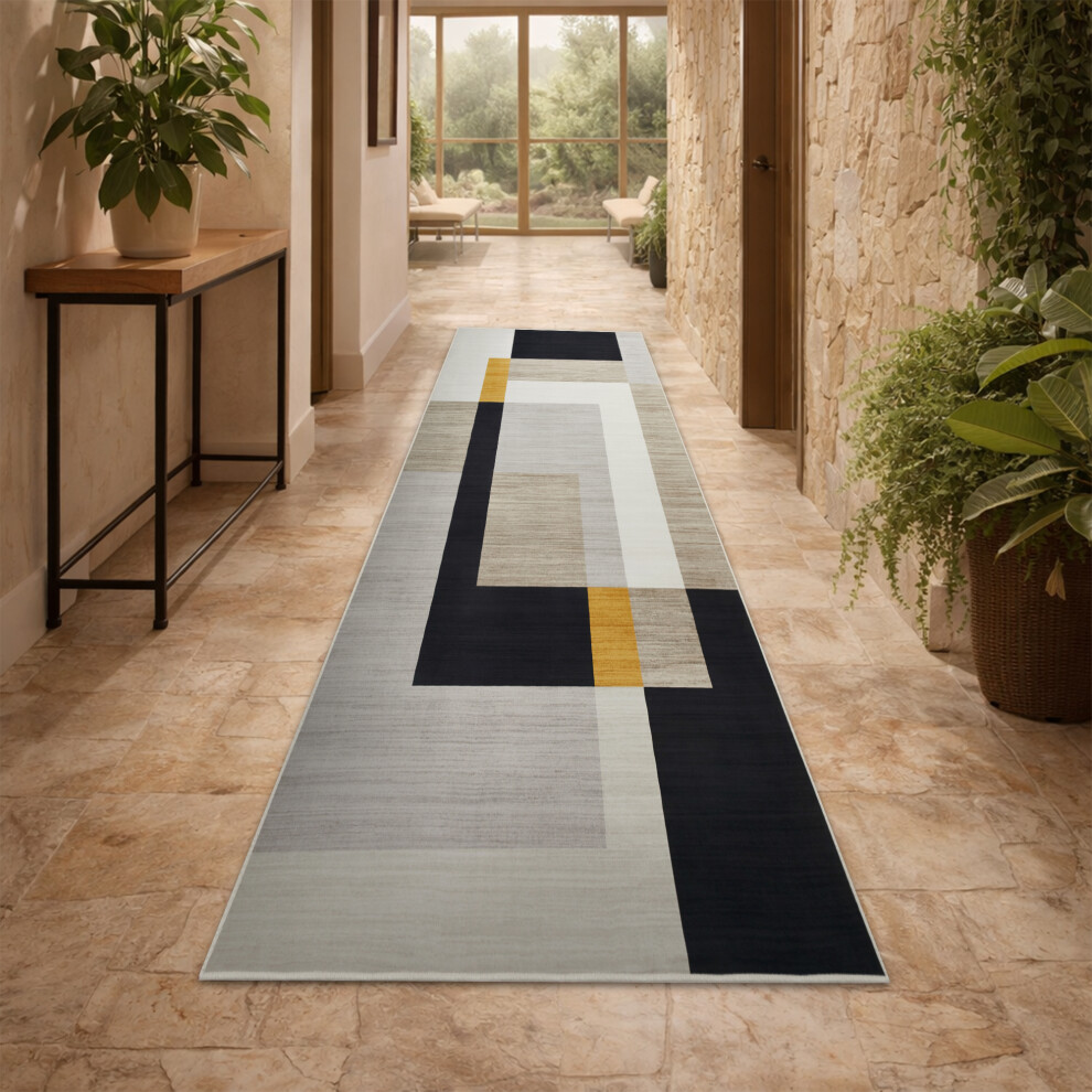 Imperial Rooms (60X220 Cm, Milo- Printed Rug) Modern Non-Slip Rugs Printed Geometric Carpet Mat Brown