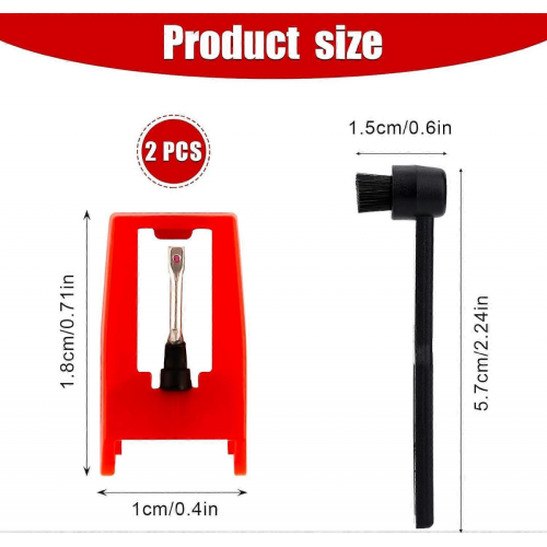 2pcs Record Player Needles with 1 Cleaning Brush, Turntable Stylus Replacement 1
