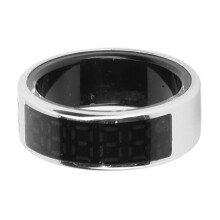 Silver Smart Ring Fitness Tracker 18mAh Step Monitor Touch Screen