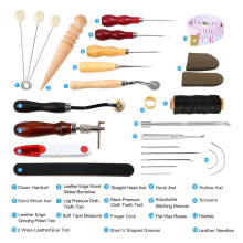 DIY Leather Craft Set 31Pcs with Hand Sewing Tools Groover Awl Waxed Thimble