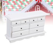 Elegantes Holzpuppenhaus-Schubladenschrank 13,5x4x8cm Weiß