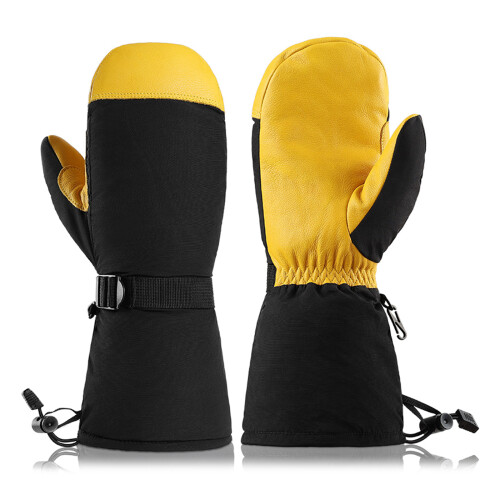 Windproof Cold Weather Snowboard Gloves For Men-Yellow L code
