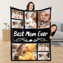 Couverture en flanelle personnalisée avec photo – 4 tailles, peut contenir 6 personnes