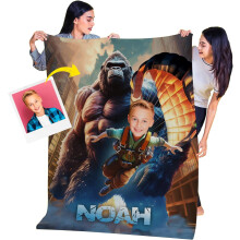 Personalized Photo Blanket for Boys, Superhero Design, 30x40", Custom Kids Blanket with Pictures – Compatible with KC22