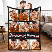 Couverture en flanelle personnalisée avec photo – 4 tailles, peut contenir 6 personnes