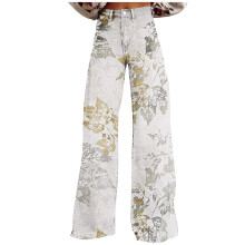 Jeans da donna in saldo, modello boyfriend a vita alta stile anni 2000, gamba larga ed elasticizzata, modello bootcut a zampa.