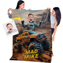 Personalized Photo Blanket for Boys, Superhero Design, 30x40", Custom Kids Blanket with Pictures – Compatible with KC22