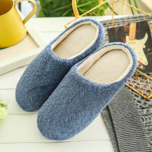 Women's Fuzzy Slip-on Slippers Soft Comfy Memory Foam Indoor House Shoes Navy-B 9(42-43)