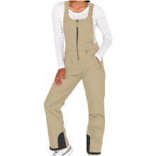 Salopette da sci invernale da donna impermeabile e isolante in tessuto ripstop, beige, taglia L