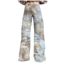 Jeans da donna in saldo, modello boyfriend a vita alta stile anni 2000, gamba larga ed elasticizzata, modello bootcut a zampa.