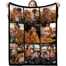 Personalised Photo Blanket – Custom Picture Blanket for Kids & Adults, 10 Photos, 4 Sizes, Ideal for Birthday, Anniversary, Wedding, Valentine’s,