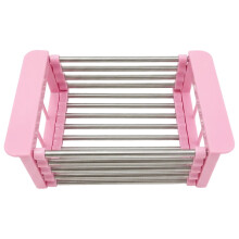 Stainless Steel Sink Organizer, Retractable Drain Basket for Dishes & Veggies – Compatible with Standard Dish Racks