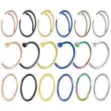 18 st/set 20 g rostfritt stål näsring med cz-formade nässtift L-formade näspiercingar - set 1-18 st näsringar