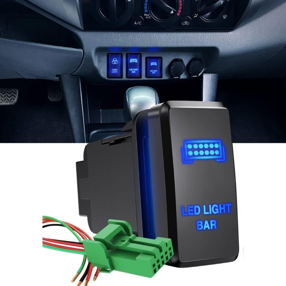 Waywe Led Bar Push Button Switch 12V On/Off With Wire Kit, 1.54" X 0.83", Compatible With Toyota Tacoma, Tundra, 4Runner, Fj Cruiser, Hilux, Light 9448483041744
