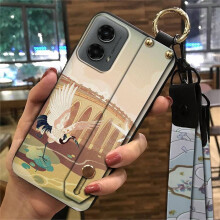 MOTO G 5G 2024 Phone Case with Wrist Strap, Waterproof, Dust-Resistant, Silicone, Chinese Style, Kickstand, Anti-Knock, Ring Holder