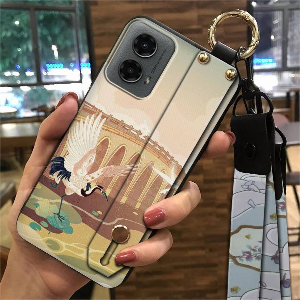 Moto G 5G 2024 Phone Case With Wrist Strap, Waterproof, Dust-Resistant, Silicone, Chinese Style, Kickstand, Anti-Knock, Ring Holder 9448483088237