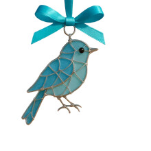 Handmade Sea Glass Bird Ornament for Christmas Tree – Art Decoration & Gift for Bird Watchers & Nature Lovers, Compatible with Standard Tree Hooks