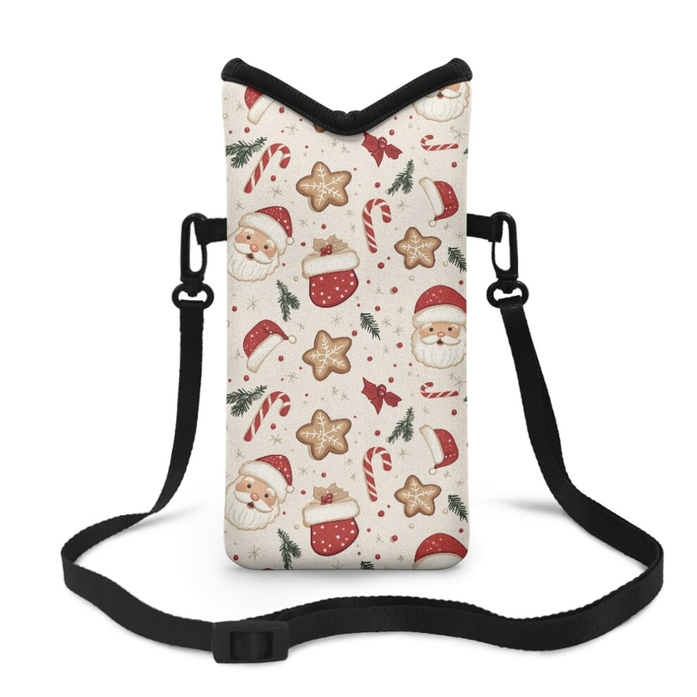 Neoprene Crossbody Phone Bag With Adjustable Strap & Hook Loop Â 4X8", Santa Hat/Christmas Stocking Design 9448483090872