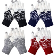 4 Pairs Women's Winter Touch Screen Gloves Soft Warm Fleece Lined Knit Elastic Cuff Texting Gloves