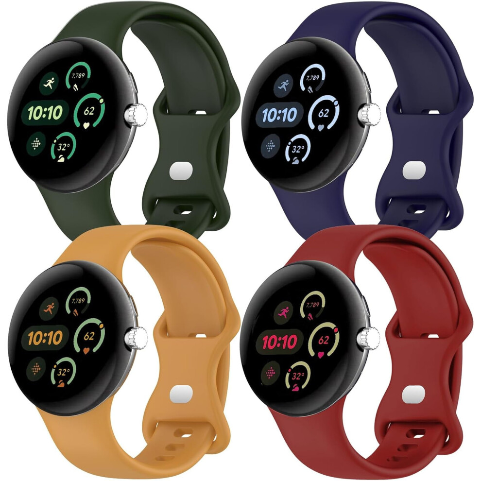 4Pcs Active Silicone Bands For Google Pixel Watch 3 (41Mm) & Pixel Watch 2 Â Sport Waterproof Replacement Wristbands 9448483153553