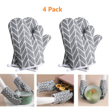 4 Pack Oven Mitts Oven Gloves Heat Resistant Non-Slip with Hanging Loop for Cooking Baking Grilling BBQ Microwave Oven Kitchen Hot Plate Moving, Gray