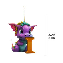 Personalisierter Dinosaurier-Weihnachtsbaumschmuck, Anhänger mit 26 Buchstaben, Kunststoff-Baumdeko mit Seil – Geeignet für personalisierte