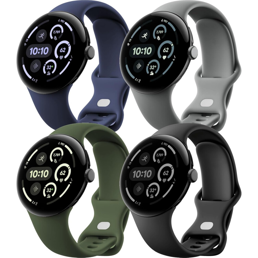 4Pcs Active Silicone Bands For Google Pixel Watch 3 (41Mm) & Pixel Watch 2 Â Sport Waterproof Replacement Wristbands 9448483154475