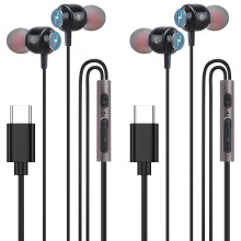 Căști intraauriculare cu fir USB-C, pachet de 2 căști magnetice intraauriculare cu microfon și anulare a zgomotului, compatibile cu iPhone