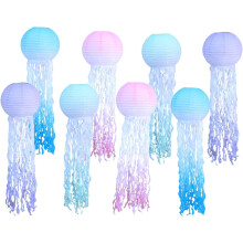 10" Hanging Jellyfish Paper Lanterns, Ocean Theme Decor for Under the Sea Parties, Mermaid Birthday, Baby Shower, Nautical Events, Classroom & Beach