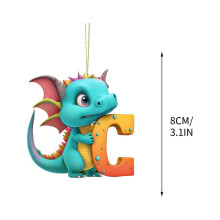Personalisierter Dinosaurier-Weihnachtsbaumschmuck, Monogramm-Anhänger aus Kunststoff mit 26 Buchstaben und Kordel – Kompatibel mit allen Baumarten